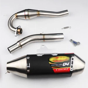 Racing Full System Exhaust Pipe Kit Stanless Steel Black KAWASAKI KLX140 - Picture 1 of 8