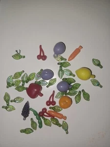 Vintage Mini Fruit Veggies Decor Carrots Cherry Grape orange apple Lemon Charms  - Picture 1 of 8