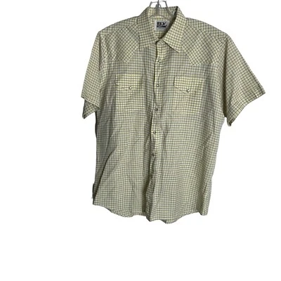 Camisa occidental a cuadros amarilla manga corta Ely Cattleman para hombre perla a presión talla 16,5 Foto 1 de 4