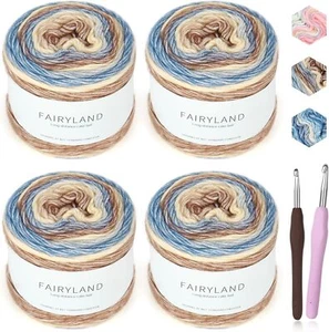 Katech Ombré Flower Yarn for Crocheting Knitting-Gradient Cake Yarn-4x100g 60% - Picture 1 of 5