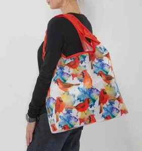Cardinal Reusable Shopping Bag O-Witz Fold-Up Bird Novelty Fashion New - Picture 1 of 5