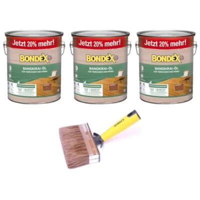 BONDEX Bangkirai-Öl 3 x 3L 20% mehr + Versiegelungsbürste - Holzschutz - Bild 1 von 4