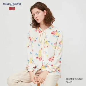 UNIQLO RAYON CREPE TIE LONG-SLEEVE BLOUSE (INES DE LA FRESSANGE), Size XL - Picture 1 of 2