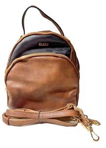CLUCI Vegan Leather Black/ Brown Small Backpack Purse Handbag 3 Zippered Pockets - Picture 1 of 24