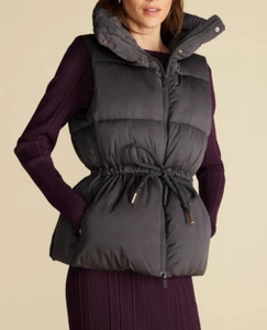 NWT Save The Duck Women’s Puffer Vest, Drawstring Waist, Black, 6/XL - Picture 1 of 16