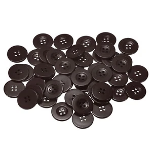 50pcs Resin Sewing Buttons 1" Round Flat 4-Hole Craft Buttons, Dark Brown - Picture 1 of 5