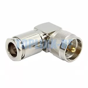 1pcs UHF PL259 Male Right Angle Clamp Connector For LMR400 RG8 RG213 RG214 Cable - Foto 1 di 6