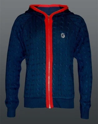 Sudadera con Capucha Billionaire Boys Club Tejido con Cable Cremallera Rojo Verde Azulado Logo de Astronauta Algodón Grande Foto 1 de 4