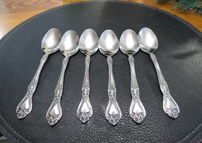 Juego de 6 cucharaditas Rogers Precious Rose cubiertos descontinuados de acero inoxidable de 6" Foto 1 de 4