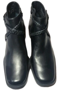 Stivaletti donna Michelle D in pelle con zip misura 7 tacco a blocco trecce cinturino - Foto 1 di 6