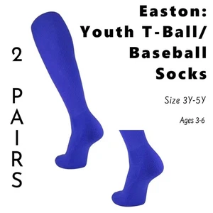 Easton Youth 2-Pair Baseball/T-Ball Knee High Polyester Socks, Blue Small 3Y-5Y - Picture 1 of 2