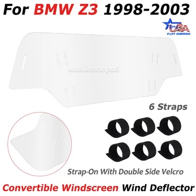 For BMW Z3 1998-2003 Convertible Windscreen Wind Deflector with Straps Strap-On Foto 1 de 4