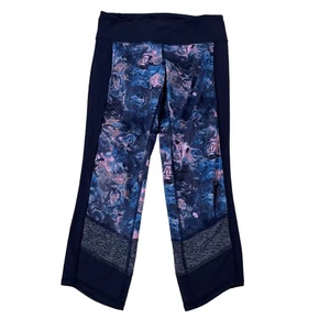 Leggings donna Lululemon Athletica stampa floreale crop taglia 6 blu navy - Foto 1 di 5