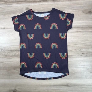 Camisa para dormir Gap Kids Rainbow Hearts talla 6 azul marino resistente al fuego poliéster - Imagen 1 de 7