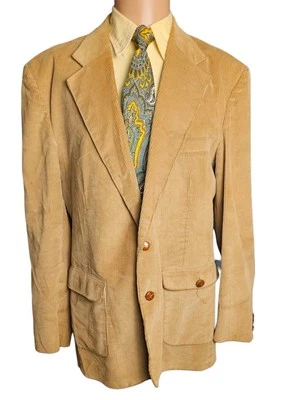 Blazer De Colección Levi's Pana 2 Botones Para Hombre 44L Parches en el Codo Claro Academia Camel Foto 1 de 4