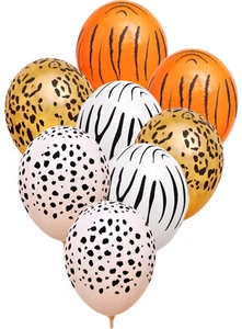 Jungle Safari Latex Helium Quality Latex Balloons x 8 Zoo Animal Decoration - Picture 1 of 2