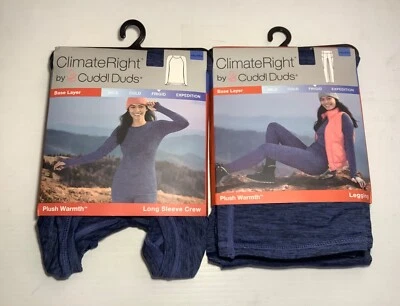 Blusa e parte inferior térmica feminina ClimateRight by Cuddl Duds azul denim - XXL - Imagem 1 de 4