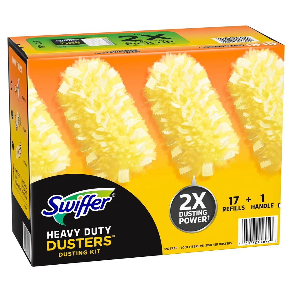 Swiffer Heavy Duty Dusting Kit 1 Handle 17 Refills with Dust Busting Strips.