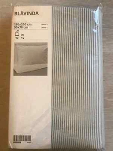 Ikea Blavinda hellgrau Streifen/Chambray Wende Einzel Bettbezug Set HTC - Bild 1 von 7