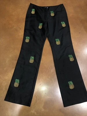 CJ Laing Silk Beaded  Pineapple  Pants, 6 - Image 1 of 4