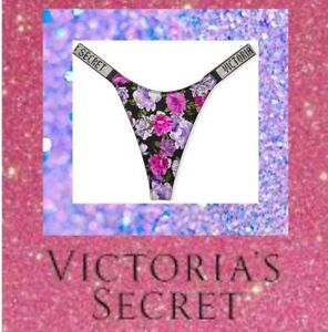 New $25 Victoria's Secret🧡Jeweled Shine Thong💙Sz XS,S,M,L,XL,XXL🧡Black Floral
