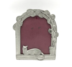 Vintage Ornate Pewter Cat Kitten Mini Picture Frame 2.5 x 3 in Photo - Picture 1 of 7