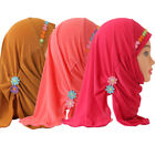 3Pcs Kids Girls Hijab Amira Instant Head Cover Wrap Islamic Caps Headscarf Arab