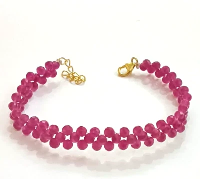 Red Ruby Bracelet  ,Handmade Bracelet, Faceted Ruby Jade Bracelet , - Image 1 of 4