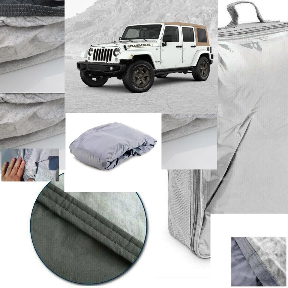 Telo Copriauto telato felpato Jeep Wrangler passo Corto Zip Lato Guida