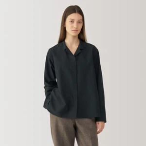 Muji Labo Damen Hemd Seide Baumwolle offener Kragen schwarz FedEx - Bild 1 von 9