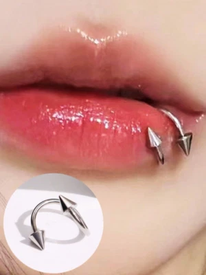 Piercing Donna labbro labbra freccia freccetta punk color argento - Immagine 1 di 2