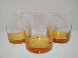3-Chivas Regal Whiskey Glasses Yellow Bottoms - Picture 1 of 6
