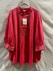 Women's Bishop 3/4 Sleeve Embroidered Blouse - Knox Rose Poppy Red XXL - Picture 1 of 5