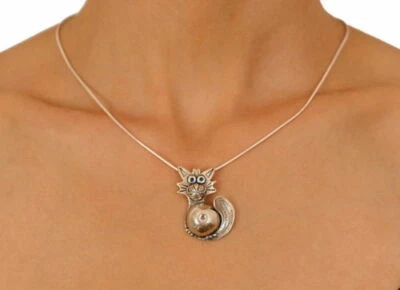 Katze Anhänger Halskette Kätzchen Liebhaber Sterling Silber, handgefertigt kunst - Bild 1 von 3