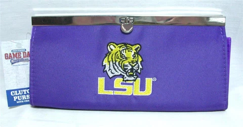 Louisiana State LSU Tigers Ladies Clutch Purse Chain Fashion Wallet Handbag B-15 Cover