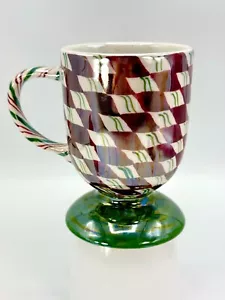 Pintada a mano Iridiscente Brillante Pesada Bastón de Caramelo Taza de Papá Noel Café Taza de Té - Imagen 1 de 16