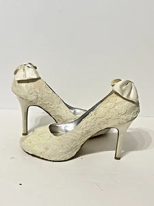 LADIES CREAM BRIDAL LACE MESH PUMPS HEELS SHOES FROM CHRISTY Ng SIZE 38 - Picture 1 of 18