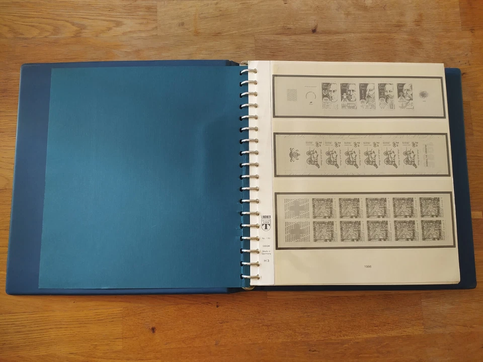 Album timbre Lindner bleu sans étui pour carnet Année 1986-2005 Bon état complet - Photo 1/4