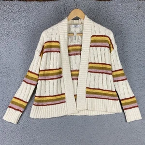 madewell cardigan striped diaz open cropped Size Small Rainbow Yarn Open Front - Picture 1 of 9
