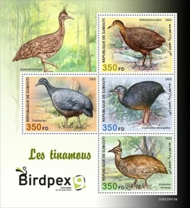 BIRDPEX 9: TINAMOUS Tinamou Birds/Bird MNH 4v-Stamp Sheet #2284 (2022 Djibouti) - Picture 1 of 1