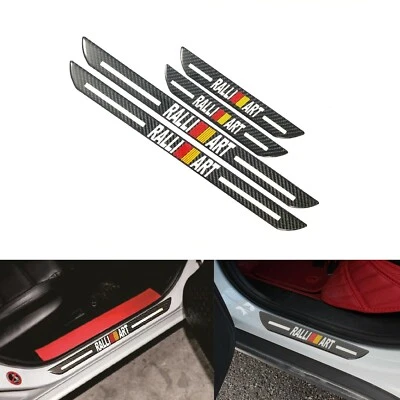 4x JDM Ralliart B Carbon Fiber Car Door Welcome Plate Sill Scuff Cover Protector - Image 1 of 4