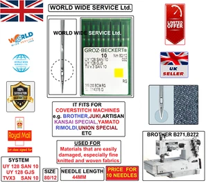 GROZ-BECKERT BROTHER B271-B272 TVX3 SAN S=80/12 UY128 SAN10 (GJS) SEWING NEEDLE - Picture 1 of 4