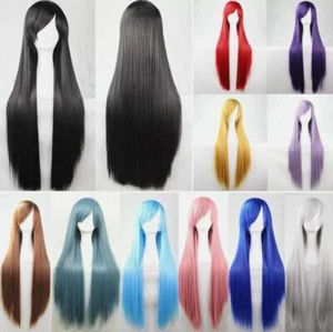 Wome Full Wig 100cm/39" Straight Long Cosplay Full Wig Multi Colors Party Club - Picture 1 of 22