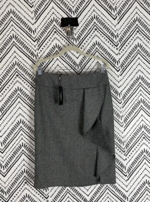 Nuevo con etiquetas Falda Lápiz Talbots Volantes Talla 4 Negro Rayas Drapeado Mezcla de Lana Foto 1 de 4