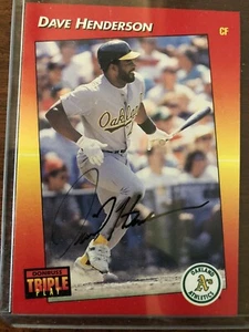 1992 Donruss Triple DAVE HENDERSON Signed Card autograph A'S ATHLETICS RED SOX - Picture 1 of 2