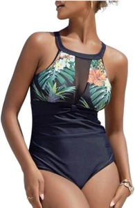 I2crazy Womens One Piece Swimsuits Mesh V Neck Monokini Bathing Suits Tummy 3XL - Picture 1 of 9