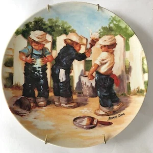 Edwin M Knowles Fine China Plate Jeanne Down A Coat of Paint 1985 Fence Painting - Picture 1 of 2