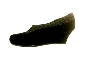 ZAPATOS NUEVOS $199 DANGO & JULIETTE CUERO NEGRO GAMUZA WADGES 37. - Imagen 1 de 4