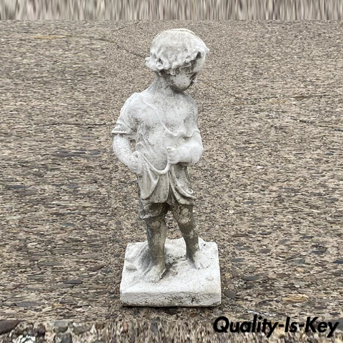 Vintage Four Seasons Cherub Putti Cast Cement 32" Lawn Ornament Garden Statue Cover