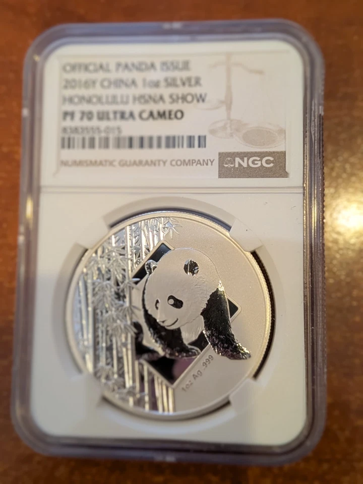2016 Y CHINA 1OZ.SILVER HONOLULU HSNA SHOW NGC PF70 ULTRA CAMEO  EARLY RELEASES. - Image 1 of 2